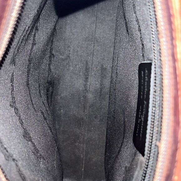 Salvatore Ferragamo Structured Shoulder Bag Shiny Brown Classic Minimalist - Picture 11 of 14